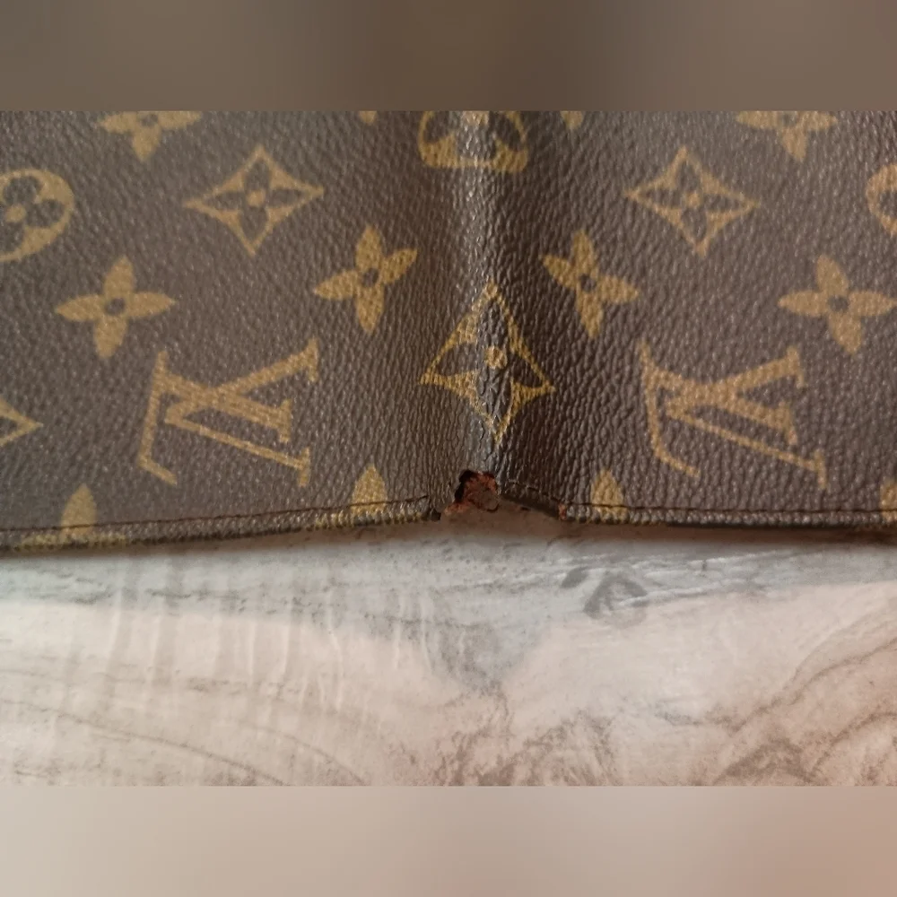 LOUIS VUITTON Monogram Porte Monnaie Credit Long Wallet Brown/ Check Holder